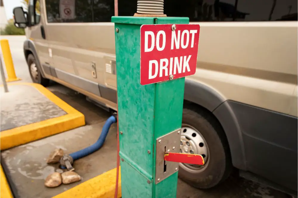 "DO NOT DRINK" sign at RV wastewater dumping station